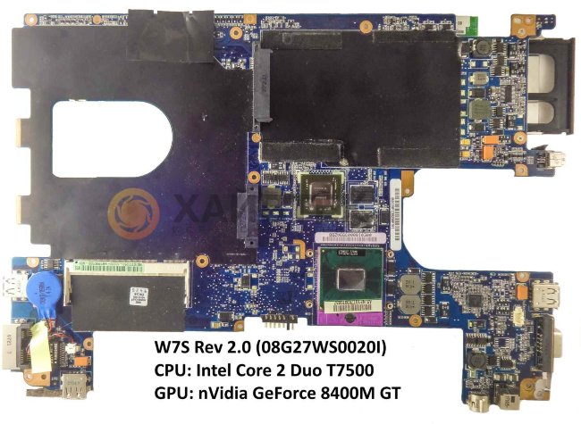 W7S Rev 2.0 (08G27WS0020I) Материнская плата ноутбука Asus 